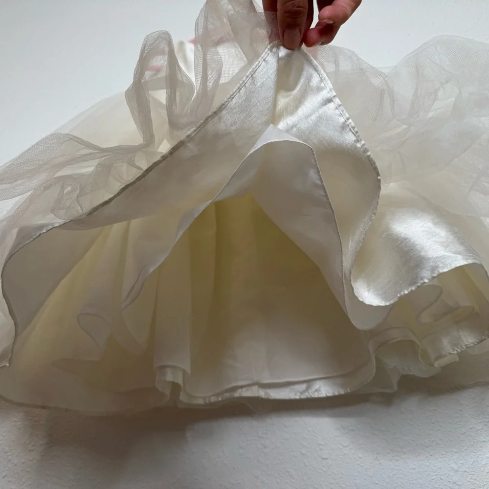 DAVID'S BRIDAL Flower Girl Dress with Tulle and Ribbon Waist